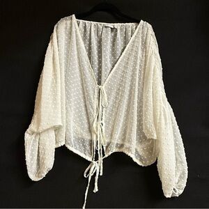 Sheer White Polka Dot Blouse